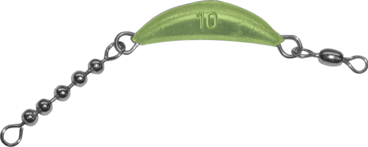10 oz Chartreuse Crescent Sinker With Beads