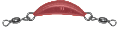 10 oz Red Crescent Sinker With Dual Swivels