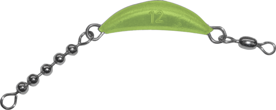 12 oz Chartreuse Crescent Sinker With Beads