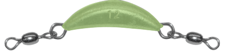 12 oz Chartreuse Crescent Sinker With Dual Swivels