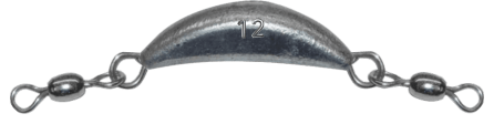 12 oz Uncoated Crescent Sinker With Dual Swivels