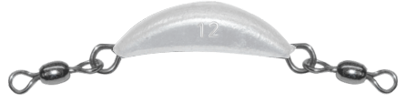 12 oz White Crescent Sinker With Dual Swivels