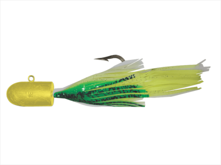 16 oz Yellow Bullet Nose Jig with Green Skirt