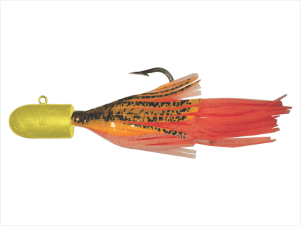 16 oz Yellow Bullet Nose Jig with Orange Skirt