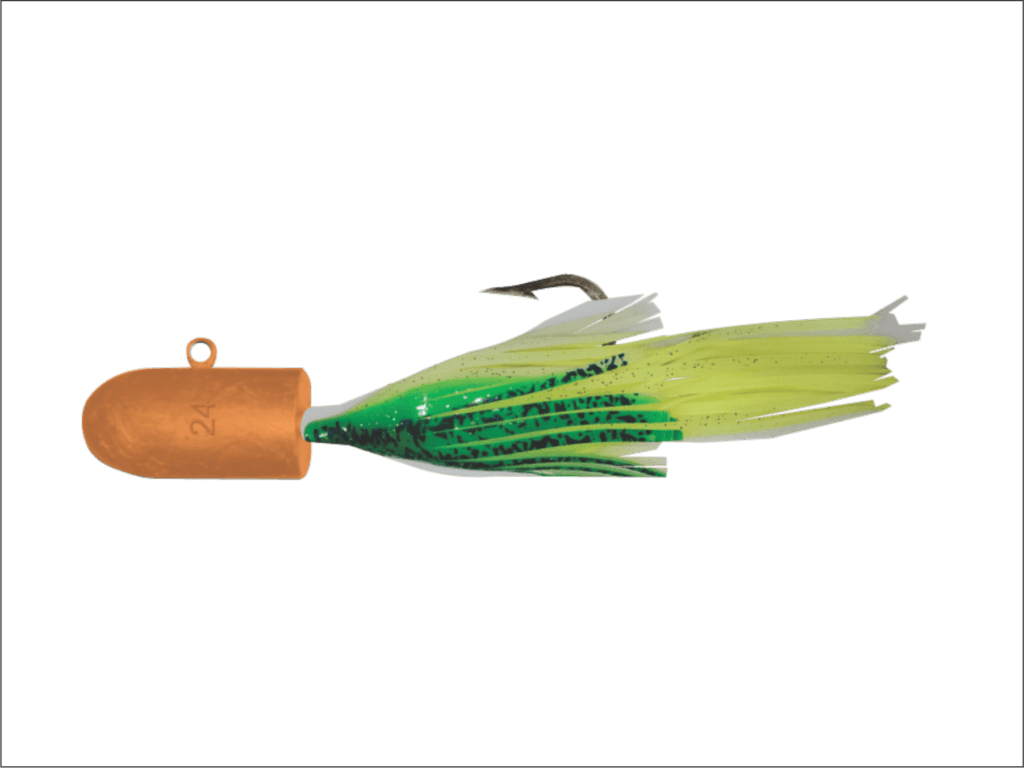 24 oz Orange Bullet Nose Jig with Green Skirt