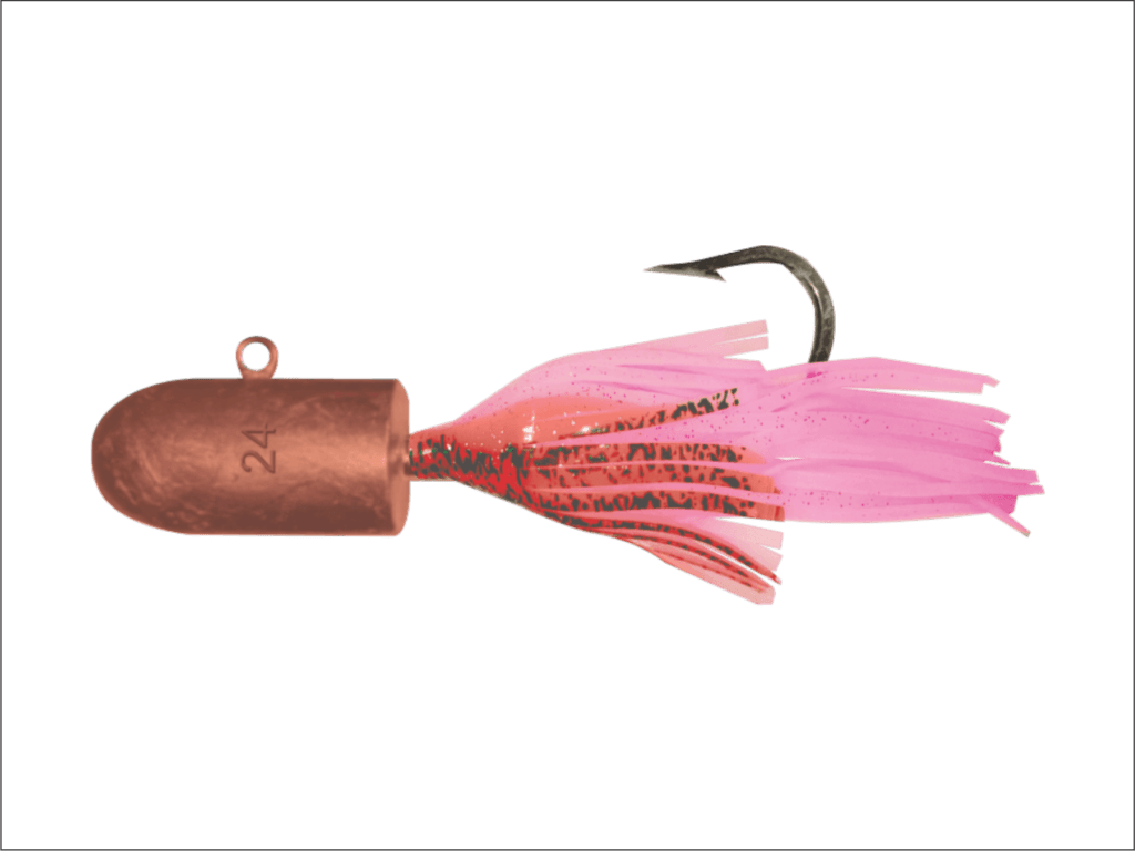 24 oz Red Bullet Nose Jig with Pink Skirt