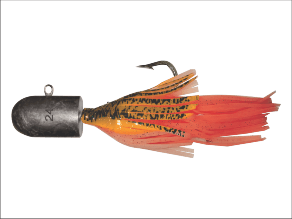 24 oz Uncoated Bullet Nose Jig with Orange Skirt