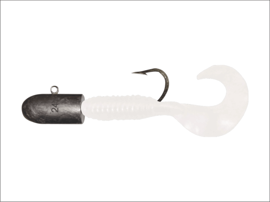 24 oz Uncoated Bullet Nose Jig with White Grub