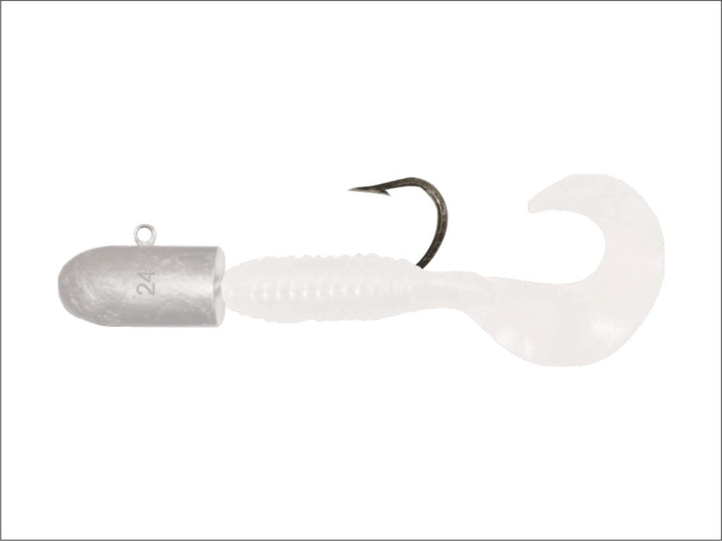 24 oz White Bullet Nose Jig with 12 Inch Grub