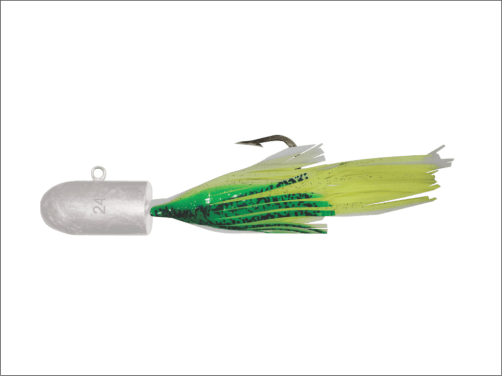 24 oz White Bullet Nose Jig with Green Skirt