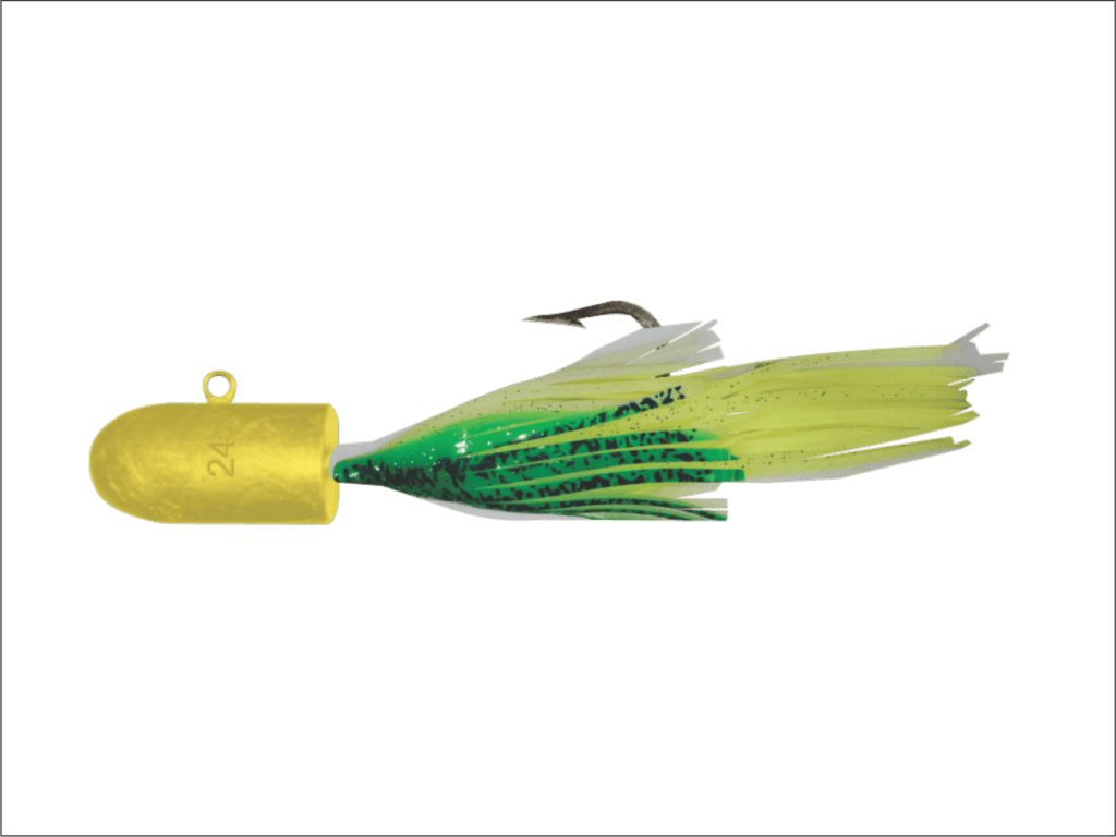 24 oz Yellow Bullet Nose Jig with Green Skirt