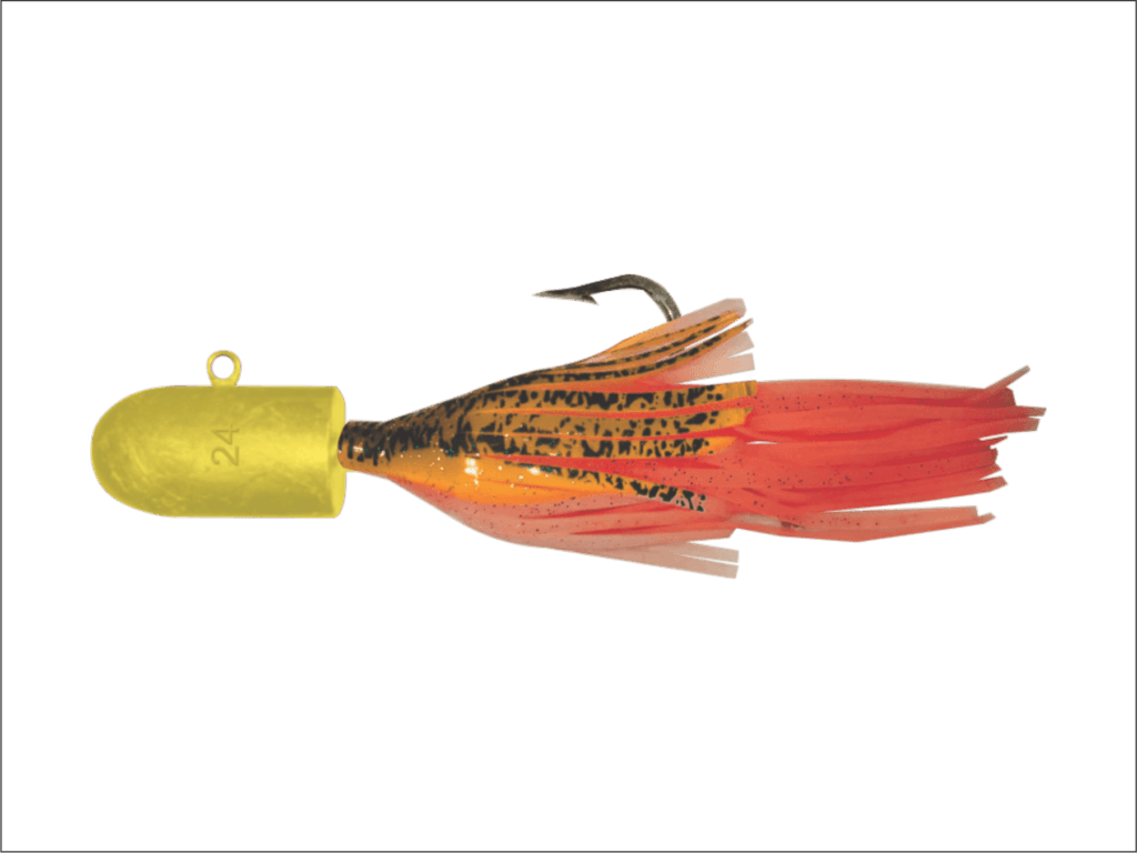 24 oz Yellow Bullet Nose Jig with Orange Skirt