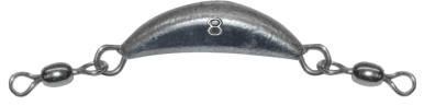 8 oz Uncoated Crescent Sinker with Dual Swivels