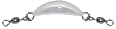 8 oz White Crescent Sinker with Dual Swivels